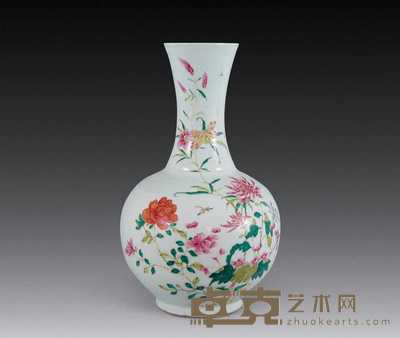 民国 粉彩花卉赏瓶 高39cm